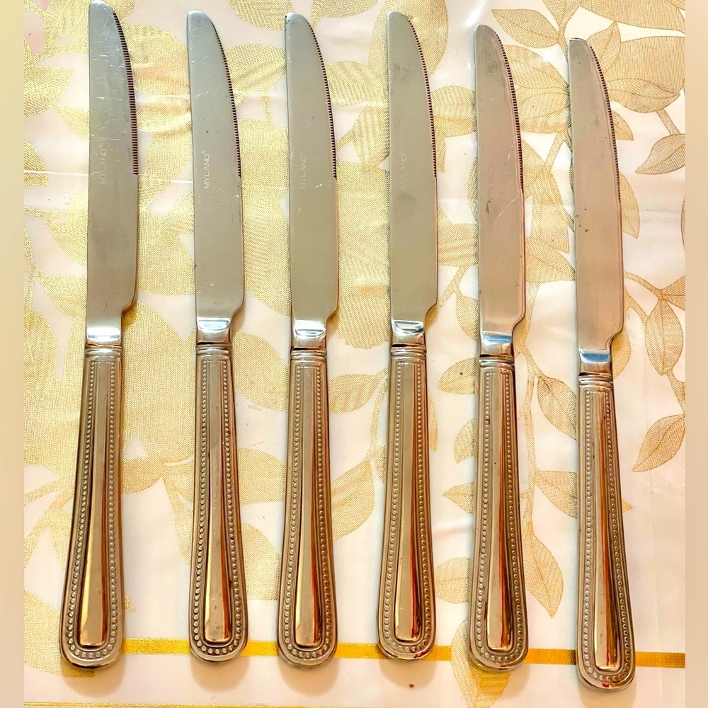 VTG MYLAND Table KNIVES Set Of 6 Stainless Still CUTLERY